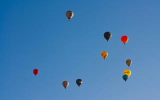 Картинка воздушные шары, небо, пейзаж, полет, цветные, летние, приключение