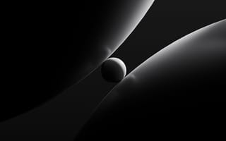 Картинка абстракция, черный, космос, планета, минимализм, тень, гладкий