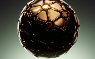 Картинка шар, графика, абстракция, 3D, технология, дизайн, металл