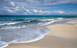 Картинка море, пляж, песок, волны, небо, облака, природа, отдых