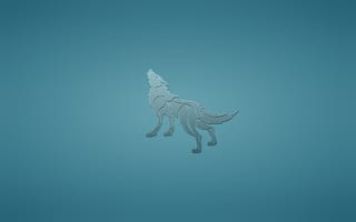 Картинка собака, животное, волк, минимализм, воет, синий