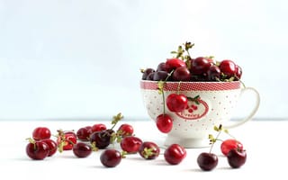 Картинка ягоды, черешней, чашка, cherry