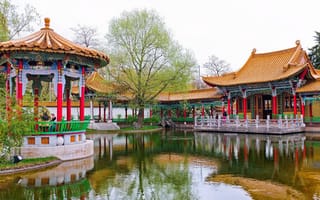 Картинка chinese garden, швейцария, пруд, беседка, цюрих