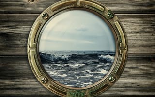 Картинка Иллюминатор, море, корабль