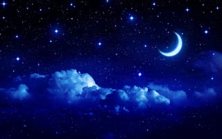 Обои Ночь, луна, звёзды