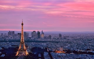 Картинка париж, город, небо, эйфелева, горизонт, франция, башня