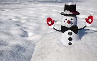 Обои снег, снеговик, улыбка, позитив, настроения, зима