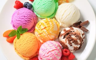 Картинка мороженое, разное, шарики, малина, шоколад, ассорти