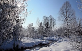 Картинка речка, зима