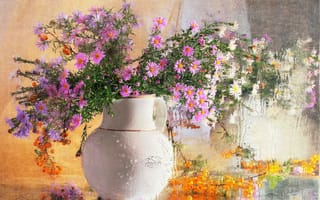 Картинка марина володько, букет, цветы, кувшин