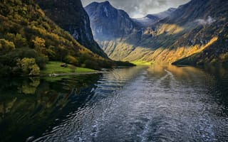 Картинка природа, фьорды, горы, река