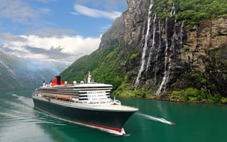 Картинка круизный лайнер, корабль, норвегия, фьорд