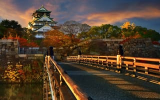 Картинка замок, япония, в осаке