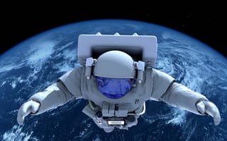 Картинка Земля, астронавт, Графика, космонавт, Космос, Космонавты, земли, 3D, 3д