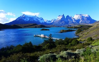 Картинка Чили, Pehoe, гора, Горы, Пейзаж, Озеро, Природа, Lake, Patagonia