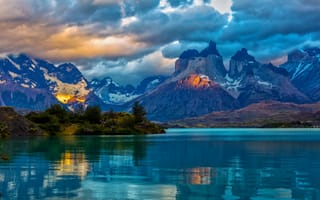 Картинка Чили, Patagonia, облако, Горы, облачно, Облака, Озеро, Пейзаж, гора, Природа