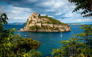 Картинка Италия, Ischia, Aragonese, Замки, замок, Природа, Остров, Море, Castle
