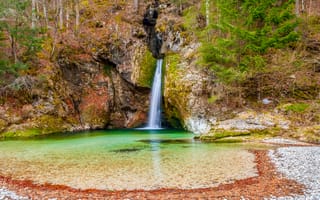 Картинка Словения, Grmečica, Bohinj, Скала, Природа, Утес, скалы, скале, waterfall, Водопады
