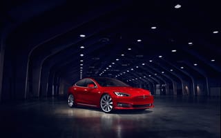 Картинка Тесла, моторс, 2016, машина, Красный, Туннель, авто, тоннель, P90D, красные, красная, Металлик, автомобиль, Model, Автомобили, машины, красных, Tesla, Motors
