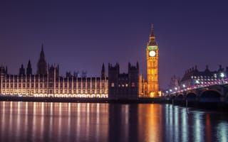 Картинка Лондон, Биг-Бен, дворца, Westminster, Города, Ночные, лондоне, Англия, ночи, речка, Дворец, река, Ночь, ночью, Реки, город