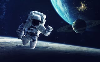 Картинка Космонавты, Поверхность, планеты, космонавт, Космос, астронавт