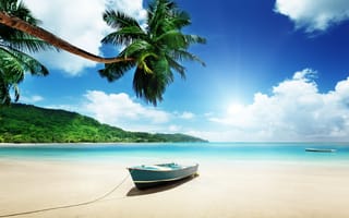 Картинка пляжи, Природа, пляжа, Пальмы, Пляж, пальма, пальм, Небо, Тропики, пляже, Лодки, тропический