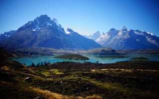 Обои Чили, Pehoe, Природа, гора, Lake, Patagonia, Горы, Озеро