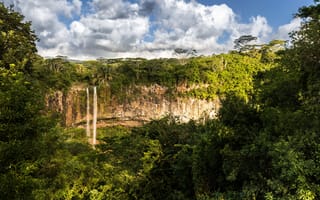 Картинка Mauritius, Chamarel, тропический, Утес, Леса, Тропики, лес, скале, Falls, Водопады, Скала, скалы, Природа