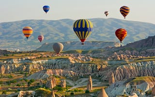 Обои Турция, аэростат, Воздушный, холм, Природа, холмов, Холмы, Cappadocia, шар