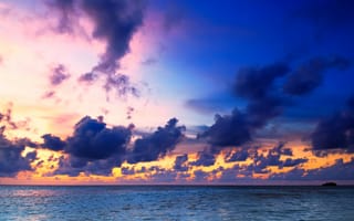 Картинка Мальдивы, Море, Облака, тропический, облачно, закат, Тропики, Небо, облако, рассвет, закаты, Рассветы, Природа