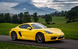 Картинка Porsche, 2016, автомобиль, Автомобили, Порше, авто, желтая, Worldwide, машина, 718, желтых, машины, Желтый, желтые, Cayman, Металлик