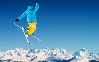Картинка зимние, куртках, Зима, Снег, прыгать, снегу, куртке, Лыжный, спорт, спортивные, спортивная, спортивный, снеге, Куртка, прыжке, снега, Спорт, куртки, Прыжок, прыгает