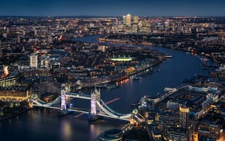 Картинка Лондон, Англия, Города, речка, лондоне, Мосты, Сверху, Реки
