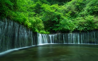 Картинка Япония, Shiraito, Природа, Утес, скалы, Скала, скале, Водопады, Falls
