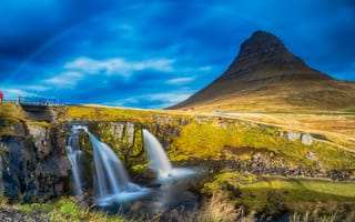 Картинка Исландия, Borgarnes, скалы, Мох, мхом, Водопады, Утес, скале, Myrasysla, Скала, Природа, мха