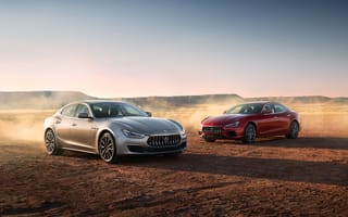 Картинка Maserati, 2017-18, Двое, два, Машины, две, Авто, Автомобили, вдвоем, Ghibli, Мазерати