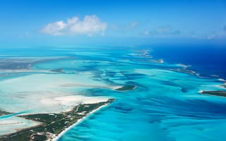 Обои Bahamas, beach, Сверху, Море, Природа, берег, Побережье, Пейзаж, Тропики