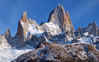 Картинка Аргентина, Patagonia, Cerro, Chaltén, Утес, скалы, снеге, снега, Снег, Природа, Горы, Скала, скале, снегу