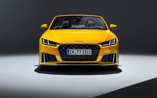 Картинка Audi, 2018, желтая, Машины, желтых, Ауди, Автомобили, желтые, Спереди, Желтый, Родстер, Авто, TTS