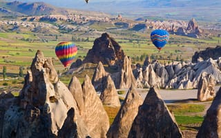 Картинка Турция, Воздушный, скалы, Природа, Утес, скале, шар, Скала, Cappadocia, аэростат, Парки