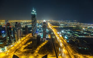 Картинка Дубай, Объединённые, Дороги, мегаполиса, Ночные, Арабские, Эмираты, Мегаполис, ночью, Города, Небоскребы, ОАЭ, ночи, Ночь