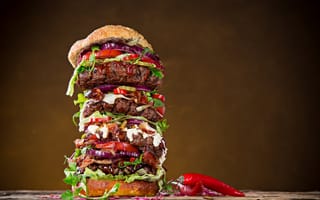 Картинка Гамбургер, Острый, Быстрое, Продукты, Пища, Фастфуд, перец, чили, Еда, Мясные, продукты, питания, Цветной, питание