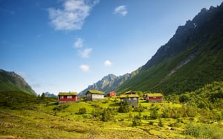 Картинка Норвегия, Kolas, Природа, Горы, гора, Здания, Дома