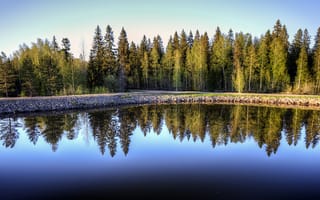 Обои Финляндия, Saimaa, отражении, Canal, Природа, отражается, Леса, лес, Отражение