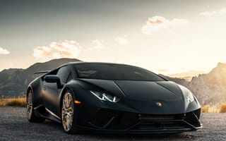 Картинка Lamborghini, Performante, Черный, Металлик, черные, черных, машина, авто, 2019, автомобиль, Автомобили, Huracan, Ламборгини, машины, черная