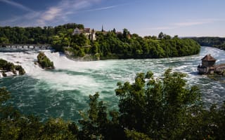 Картинка Швейцария, Schaffhausen, Rhein, речка, Водопады, Реки, Природа, река, Falls