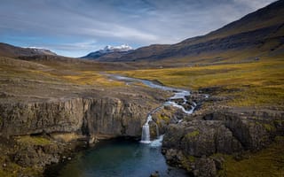 Обои Исландия, Skorhagafoss, река, Природа, речка, Реки, Водопады