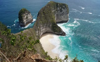Картинка Индонезия, Bali, Kelingking, пляжи, пляже, скалы, Природа, скале, Утес, Beach, Nusa, Пляж, Море, Остров, Скала, пляжа, Penida