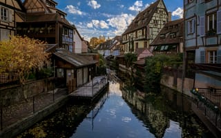 Картинка Франция, Colmar, Alsace, Дома, Водный, Города, Здания, город, канал