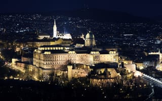 Обои Будапешт, Венгрия, Ночь, Buda, город, замок, ночи, Castle, Ночные, Города, ночью, Замки